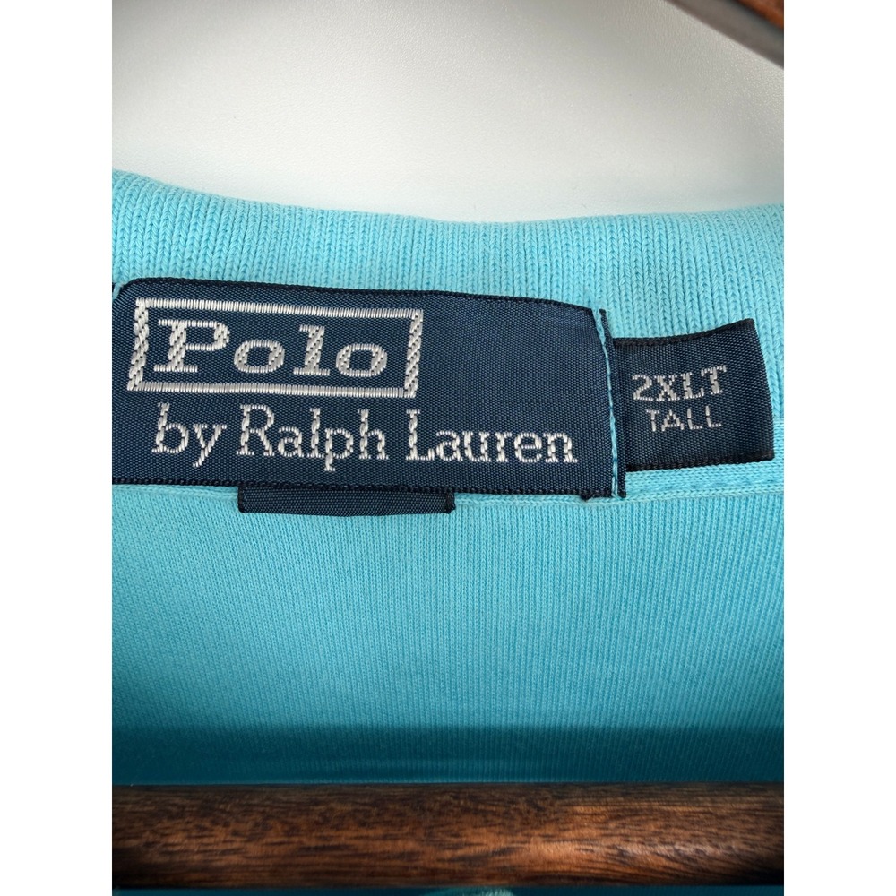 Polo Ralph Lauren Polo Shirt Men 2XLT Blue Short Sleeve Pink Pony Tall - Picture 3 of 12